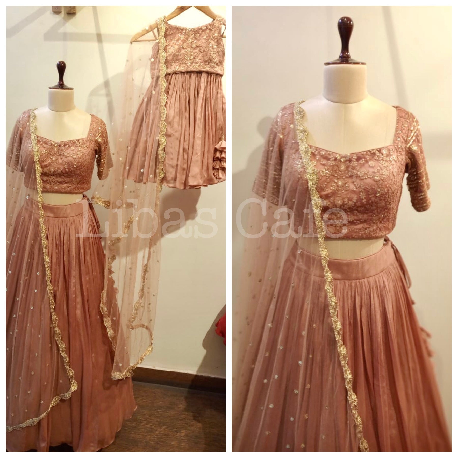 Brownish Gold Thread Embroidred Lehenga